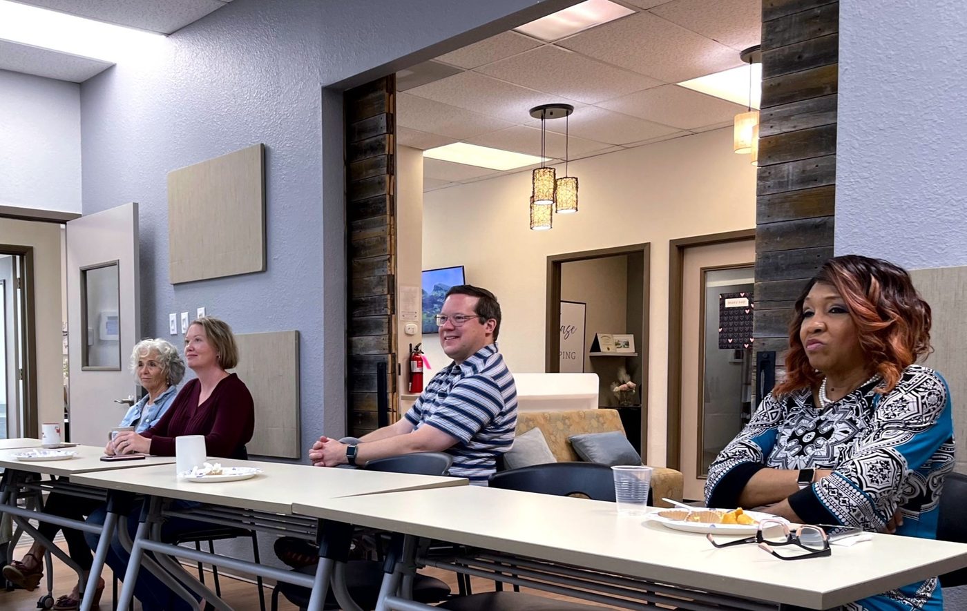A workshop underway in a meeting room at Ensemble Coworking