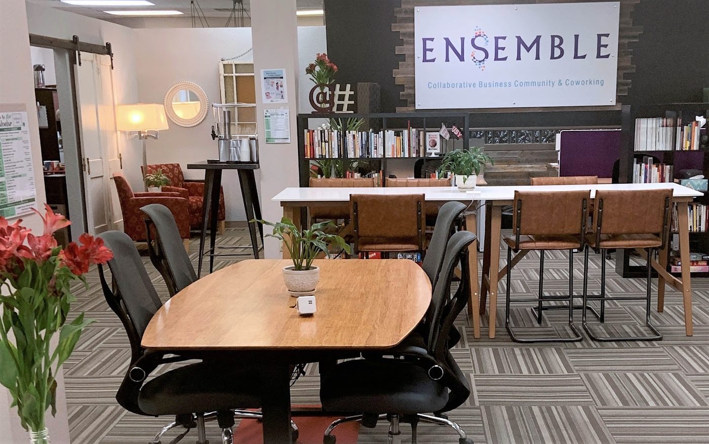 The fully equipped kitchen and lounge at Ensemble Coworking