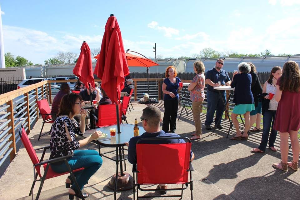 The outdoor patio at Ensemble Coworking in Fort Worth