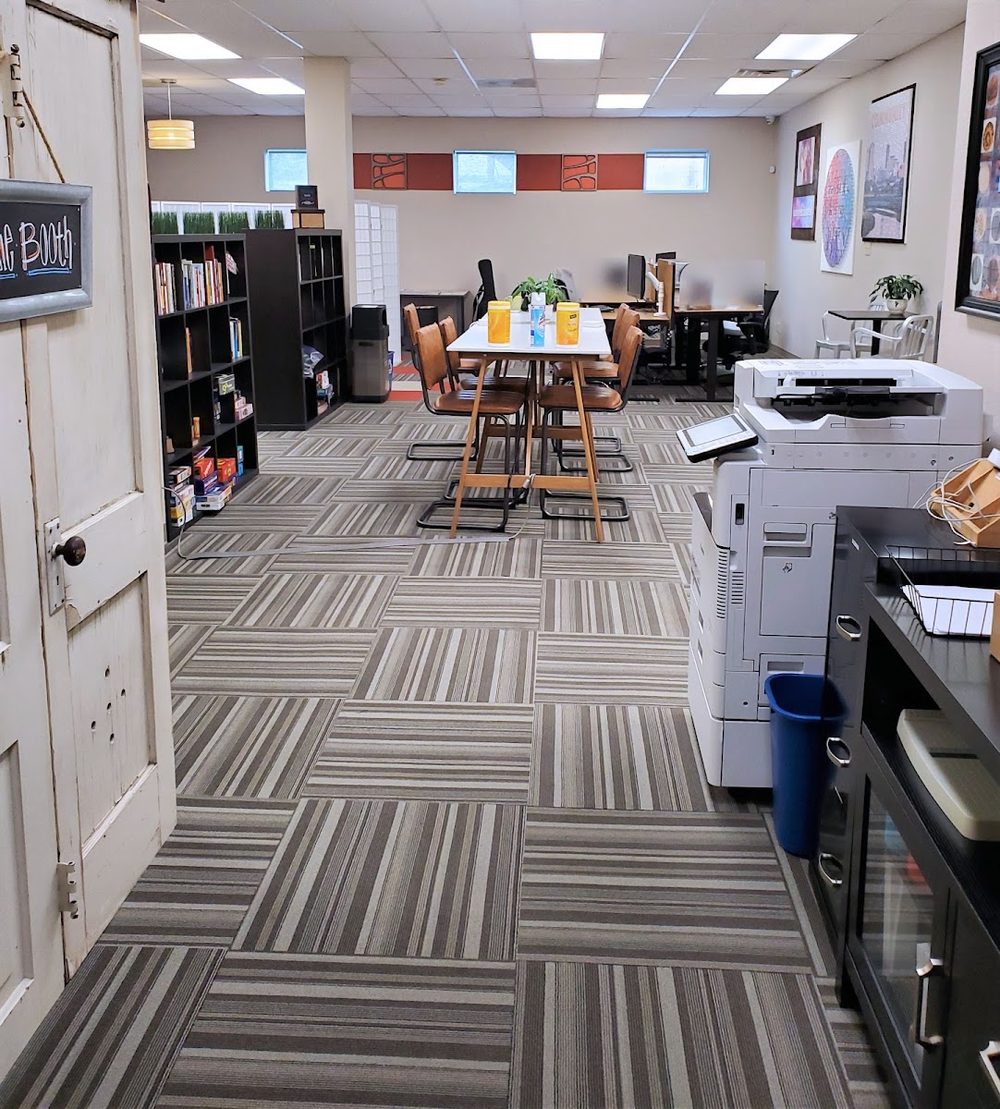 The mail and print station at Ensemble Coworking Fort Worth